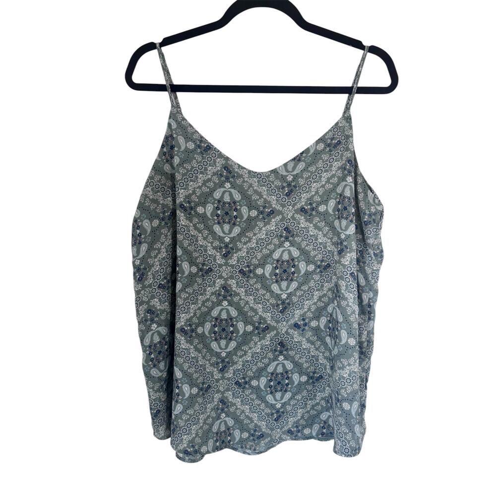 Pink Republic Boho Sage Green Paisley Camisole Tank Top Women's XXL Lined